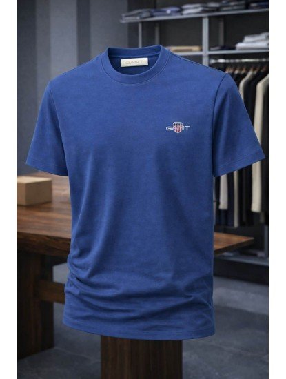 9192-Gnt Lacivert Gant Logolu Basic Tshirt