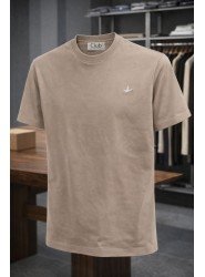 9194-Bymn Vizon Tona Ton Nakış Logo Basic Tshirt