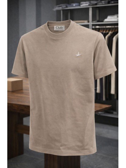 9194-Bymn Vizon Tona Ton Nakış Logo Basic Tshirt