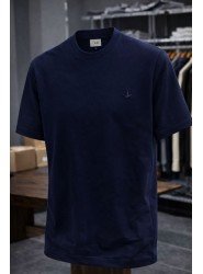 9196-Bymn Lacivert Tona Ton Nakış Logo Basic Tshirt