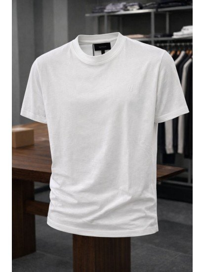 9199-NTWRK Beyaz Nakış Logo Detaylı Basic Tsihrt