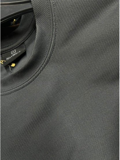 9203-NTWRK Antrasit Kendinden Desenli Kumaş Basic Tshirt