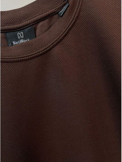 9203-NTWRK Antrasit Kendinden Desenli Kumaş Basic Tshirt