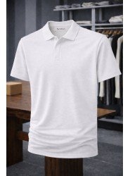 9206-NTWRK Beyaz Polo Yaka Pike Kumaş Tshirt