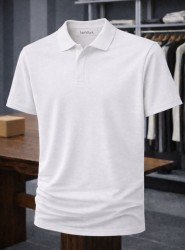 9206-NTWRK Beyaz Polo Yaka Pike Kumaş Tshirt
