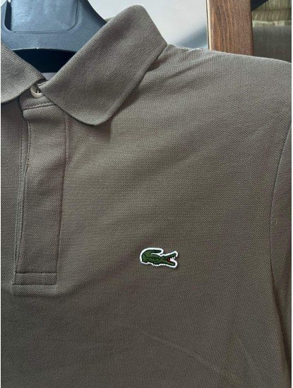 9210-Lcst Yağ Yeşili Pike Kumaş Gizli Düğme Polo Yaka Tshirt