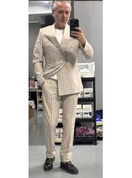 9214-Damat Slim Fit Keten Takım Elbise