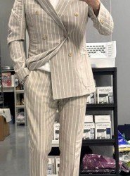 9214-Damat Slim Fit Keten Takım Elbise