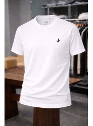 9215-BYMN Beyaz Enjeksiyon Baskı Bisiklet Yaka Tshırt