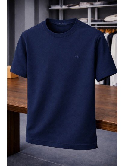 9217-Brooks Brothers Lacivert Modal Kumaş Basic Tshırt