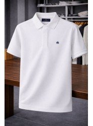 9219-Brooks Brothers Beyaz Pike Kumaş Polo Yaka Tshırt