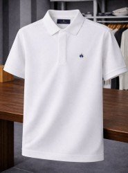9219-Brooks Brothers Beyaz Pike Kumaş Polo Yaka Tshırt