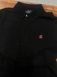 9220-Brooks Brothers Siyah Pike Kumaş Polo Yaka Tshırt