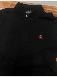 9220-Brooks Brothers Siyah Pike Kumaş Polo Yaka Tshırt