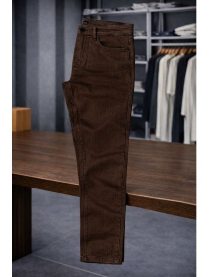 9224-NTWK Kahve Rengi Gabardin Pamuk Pantolon