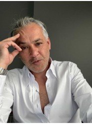 9227-Briva Beyaz Dik Yaka Gizli Düğme Slim Fit Gömlek