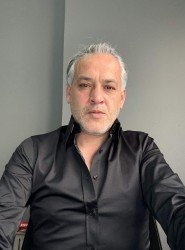 9228-Briva Siyah Dik Yaka Gizli Düğme Slim Fit Gömlek