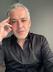 9228-Briva Siyah Dik Yaka Gizli Düğme Slim Fit Gömlek