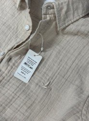 9230-BYMN Bej Tona Ton Müslin Comfort Fit Gömlek