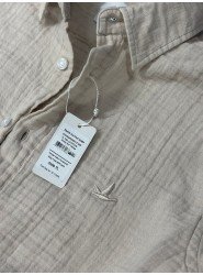 9230-BYMN Bej Tona Ton Müslin Comfort Fit Gömlek