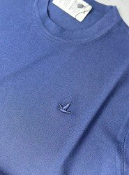 9231-BYMN Lacivert  Rayon Kumaş Bisiklet Yaka Kısa Kollu Triko