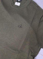 9233-BYMN Haki Rayon Kumaş Bisiklet Yaka Kısa Kollu Triko