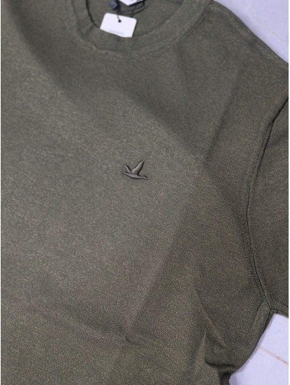 9233-BYMN Haki Rayon Kumaş Bisiklet Yaka Kısa Kollu Triko