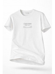 9241-CK Beyaz Önü Kauçuk Baskılı Basic Tshırt