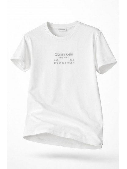 9241-CK Beyaz Önü Kauçuk Baskılı Basic Tshırt