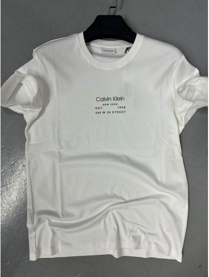 9241-CK Beyaz Önü Kauçuk Baskılı Basic Tshırt