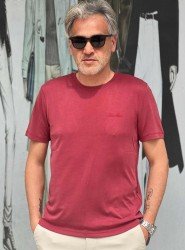 9243-Lora Piano Bordo  Modal Kumaş Basic Tshirt