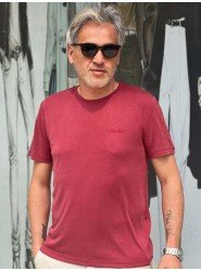 9243-Lora Piano Bordo  Modal Kumaş Basic Tshirt