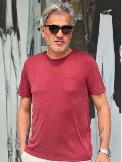 9243-Lora Piano Bordo  Modal Kumaş Basic Tshirt