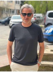 9244-Lora Piano Antrasit  Modal Kumaş Basic Tshirt