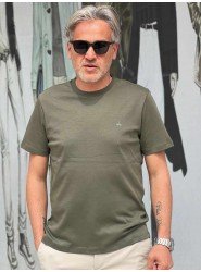 9245-Brook Brothers Haki Pamuklu Kumaş Basic Tshirt