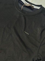 9246-VK Siyah Metal Logo Modal Kumaş Basic Tshirt