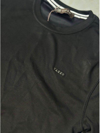 9246-VK Siyah Metal Logo Modal Kumaş Basic Tshirt