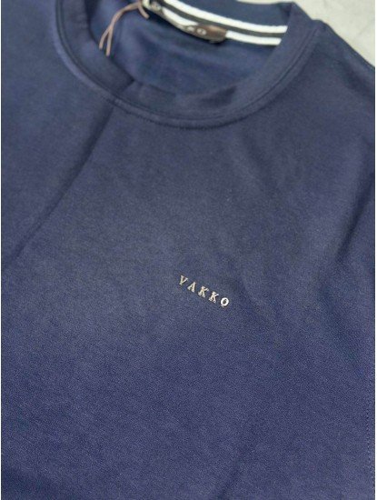 9247-VK Lacivert Metal Logo Modal Kumaş Basic Tshirt