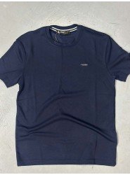 9247-VK Lacivert Metal Logo Modal Kumaş Basic Tshirt