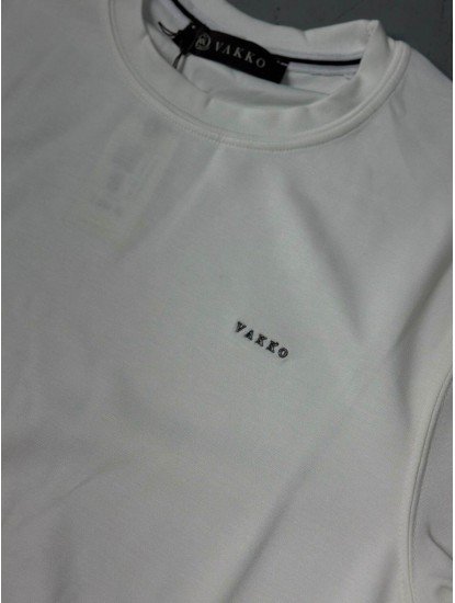 9248-VK Ekru Metal Logo Modal Kumaş Basic Tshirt