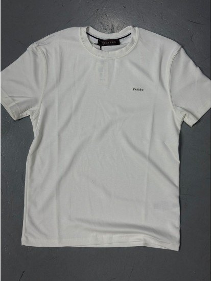 9248-VK Ekru Metal Logo Modal Kumaş Basic Tshirt