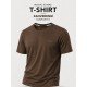 9249-VK Kahve Metal Logo Modal Kumaş Basic Tshirt