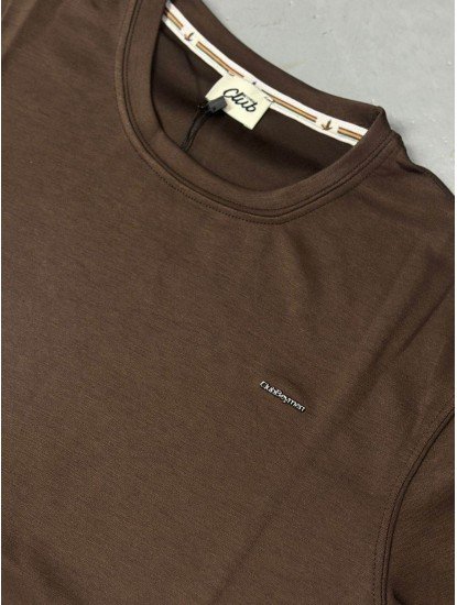 9252-BYMN Kahve Metal Logo Modal Kumaş Basic Tshirt