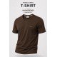9252-BYMN Kahve Metal Logo Modal Kumaş Basic Tshirt