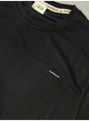 9253-BYMN Siyah Metal Logo Modal Kumaş Basic Tshirt