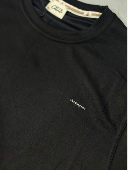 9253-BYMN Siyah Metal Logo Modal Kumaş Basic Tshirt