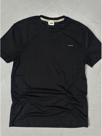 9253-BYMN Siyah Metal Logo Modal Kumaş Basic Tshirt