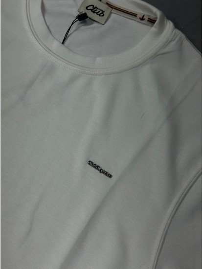 9254-BYMN Ekru Metal Logo Modal Kumaş Basic Tshirt