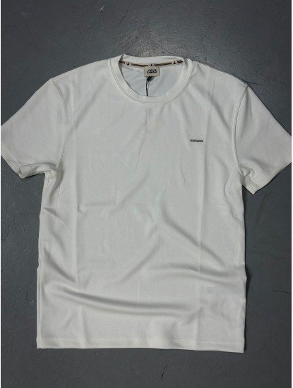 9254-BYMN Ekru Metal Logo Modal Kumaş Basic Tshirt