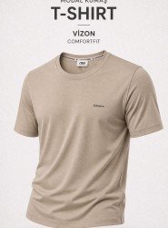 9255-BYMN Vizon Metal Logo Modal Kumaş Basic Tshirt
